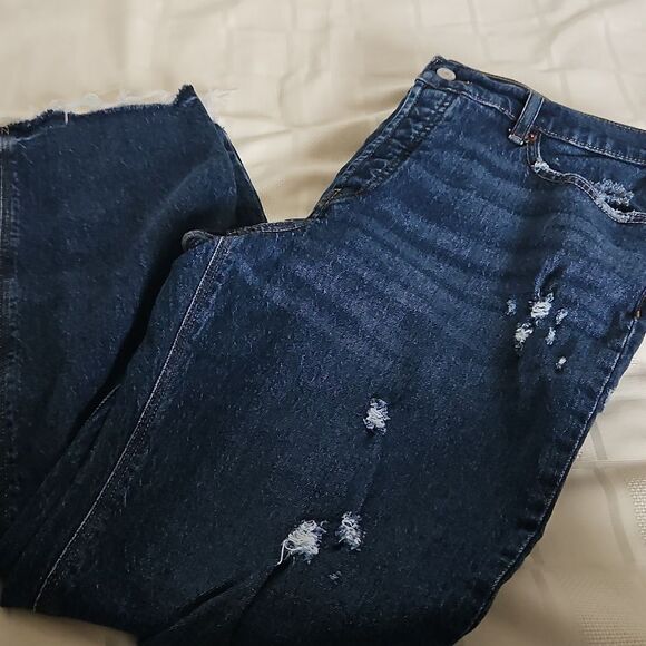 Dark Blue Distressed High-Rise Women's Jeans - Picture 15 of 16